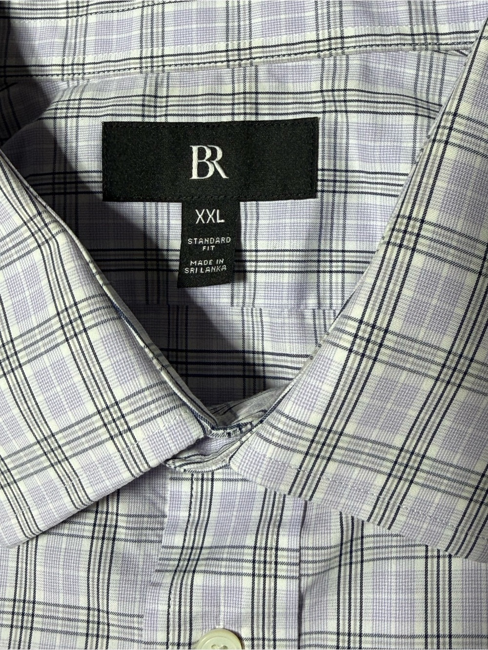 Freshly Dry-Cleaned Banana Republic Men's Button-Up White With Blue Plaid XX - Picture 7 of 8